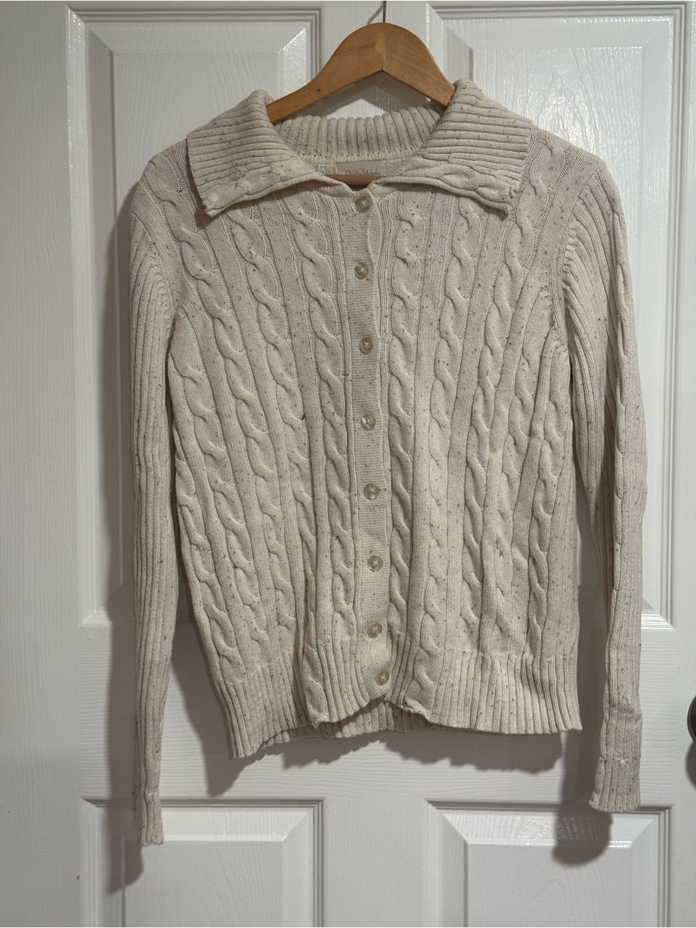Studio Works Cream Cable-Knit Button Cardigan